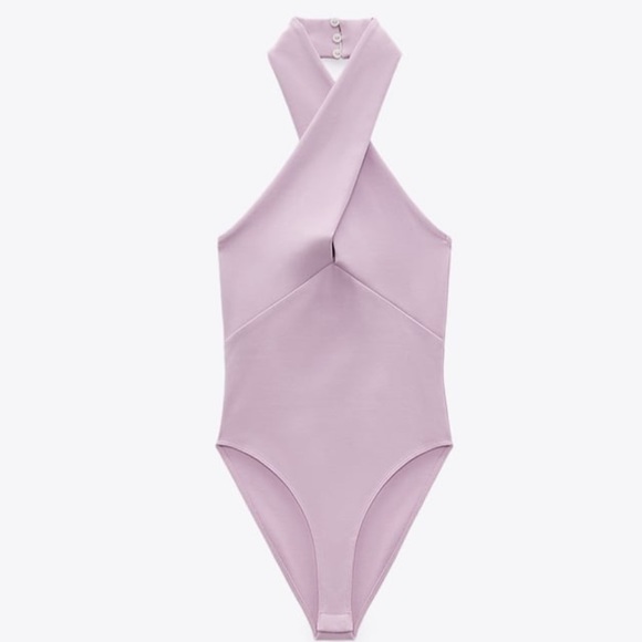 Zara Tops - purple mauve halter one piece bodysuit